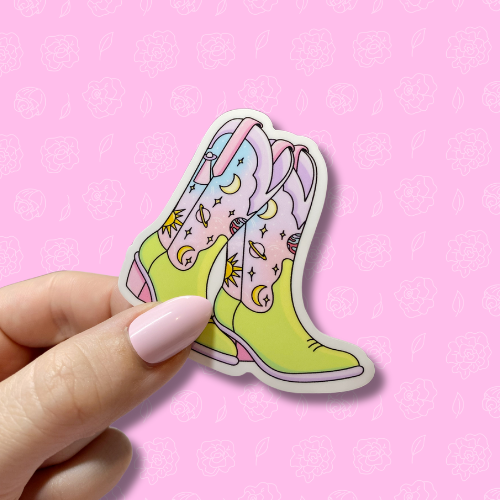 Comic Cowgirl Boots Sticker
