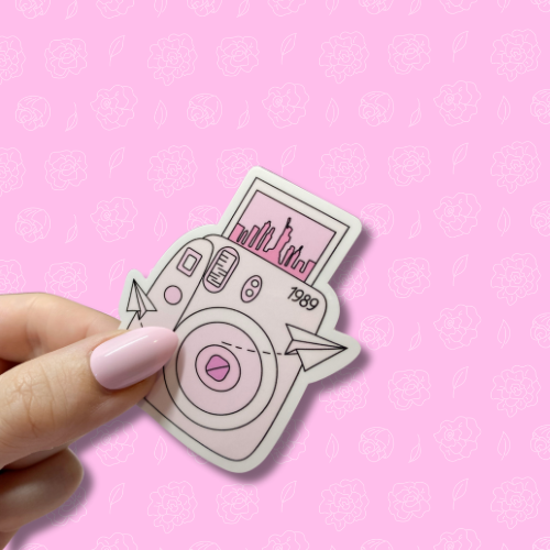 1989 Pink Polaroid Camera Sticker